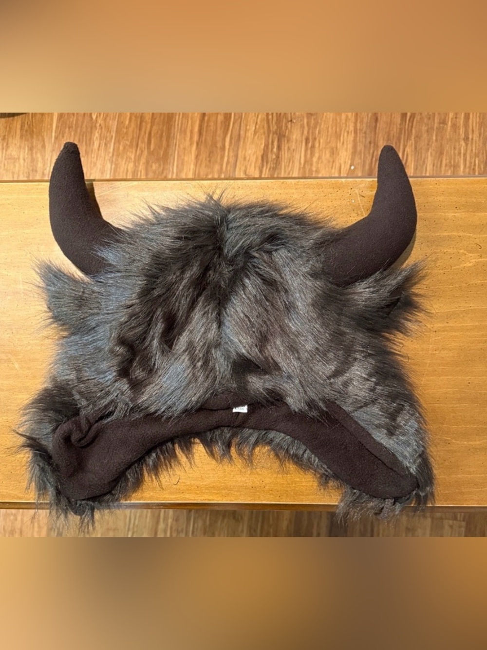Plush Brown Buffalo Bills Faux Fur Buffalo Hat with Horns for Kids
